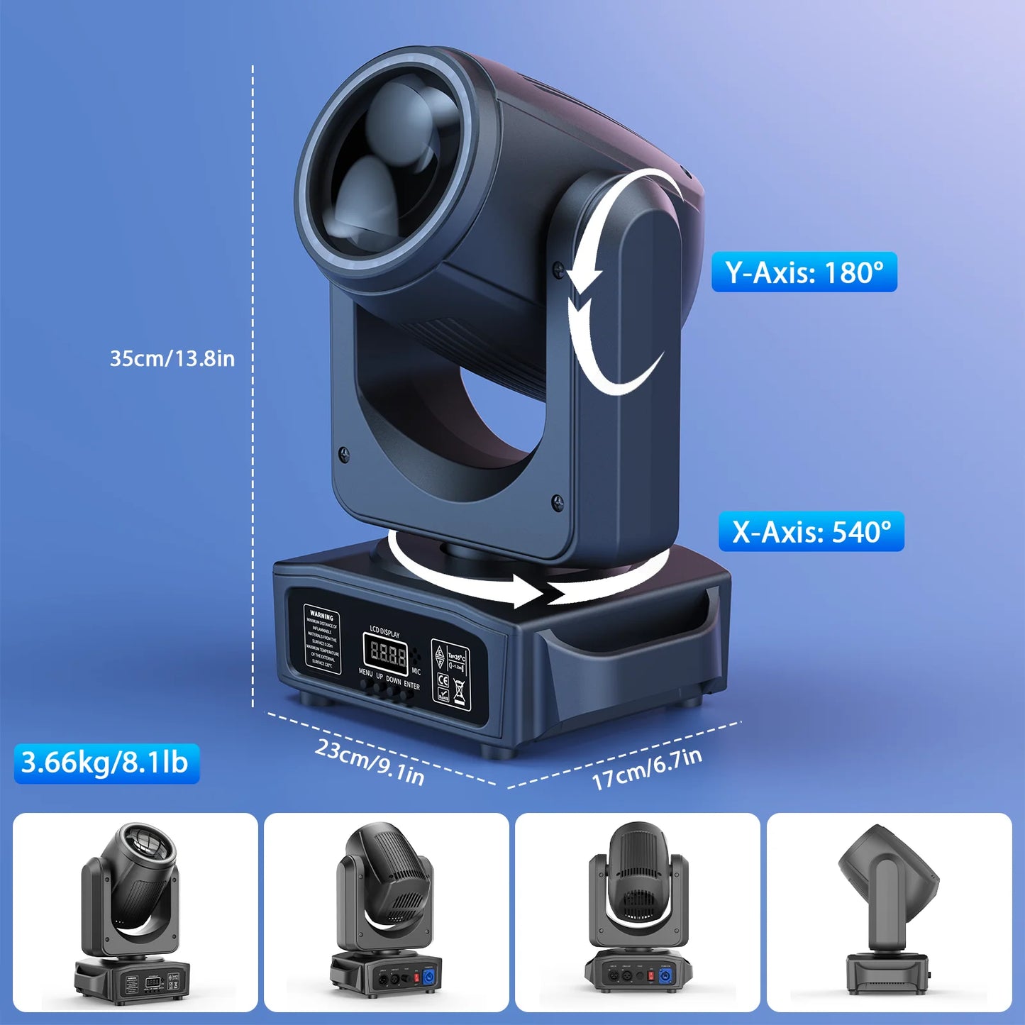 U'King 4Pcs 150W White LED Moving Head Light With RGB Strip 8Color&Gobo Wheel 18Prism DJ Light DMX512 For Wedding Party KTV Bar