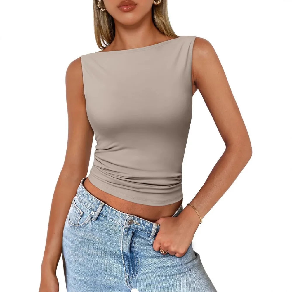 Women Vest Top Backless Sexy Y2K Fashion Slim-fit Spring Summer 2026 New Sleeveless Crop Cami