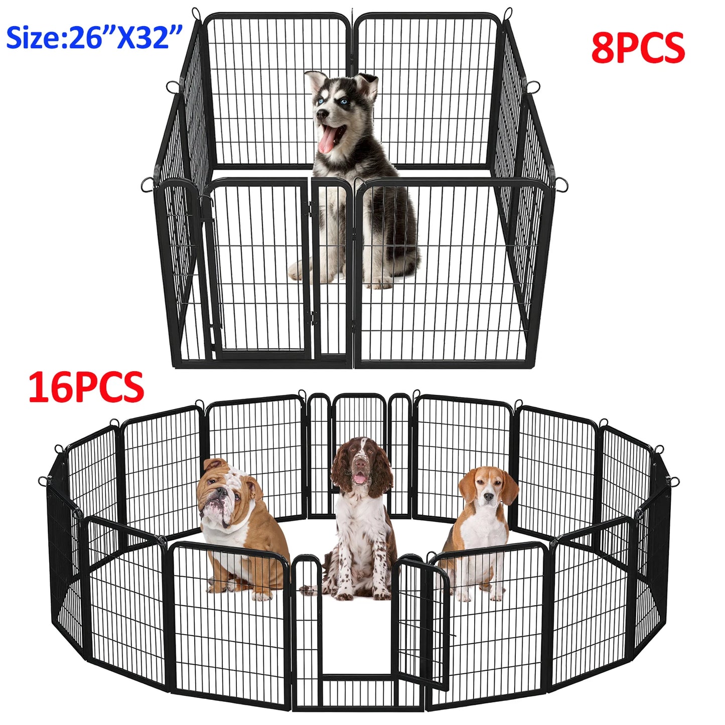 Dog Playpen With Door Foldable Metal Pet Fence Outdoor