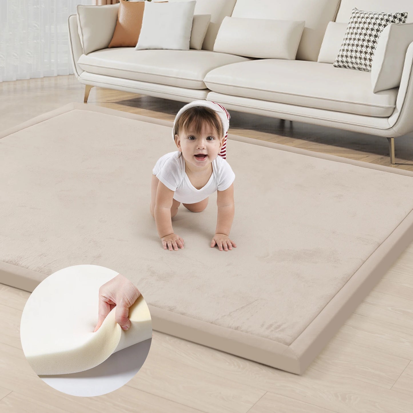 Huloo Sleep Memory Foam Playpen Mat Non Slip Carpet