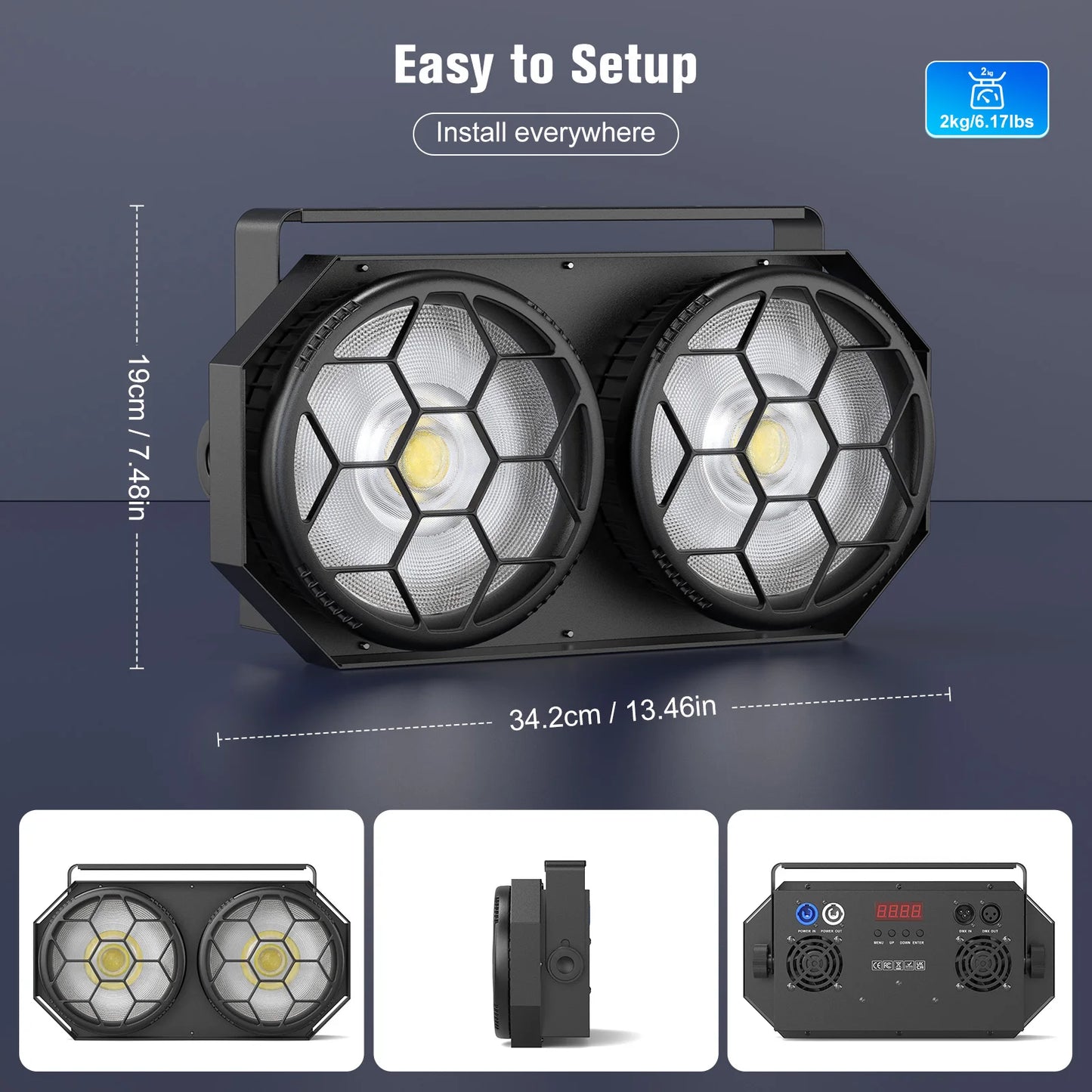 U'King 1/2/4Pcs 260W RGB COB LED Par Lights 2-eyes Fill Light Audience Lights DMX Strobe Stage Lights For DJ Disco Wedding Party