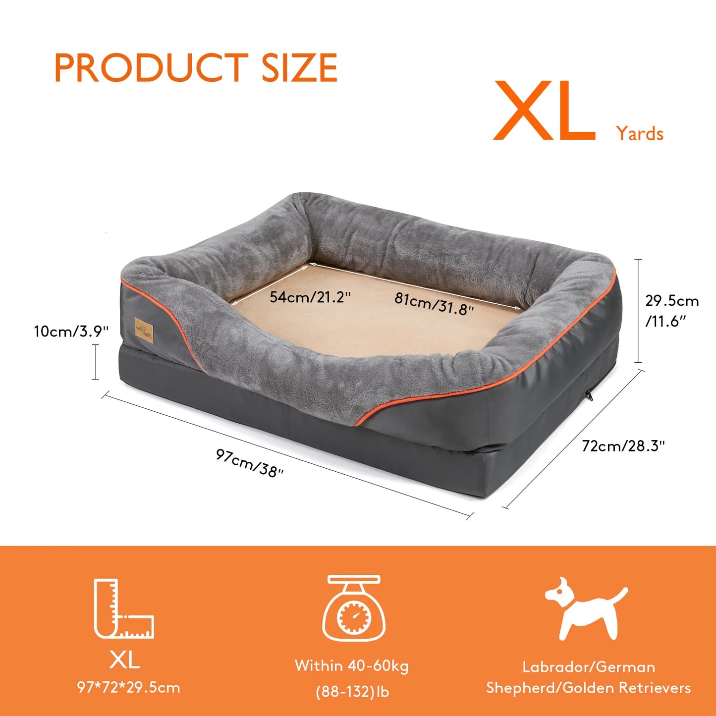 BINGOPAWCN Large Dog Bed With Anti Allergy Fleece Waterproof Cover