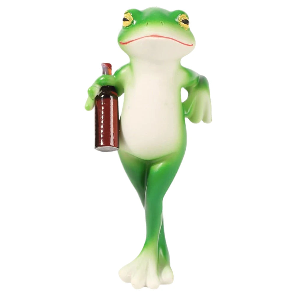 Funny Drinking Frog Statue Flower Pot Hugger Resin Hanging Frog Figurine Planter Hugger Plant Decorations for Pots