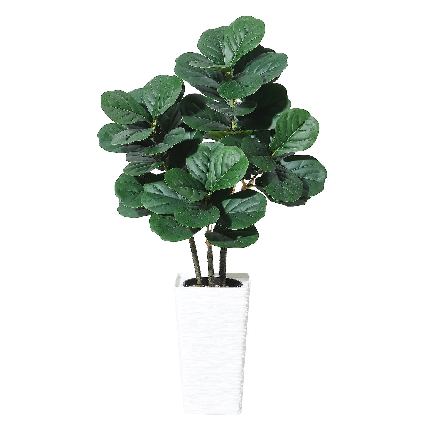 Artificial Fiddle Leaf Tree,Faux Plant Fake Ficus Lyrata Silk Trees with White Planter,Artificial Fig Trees Floor Plants