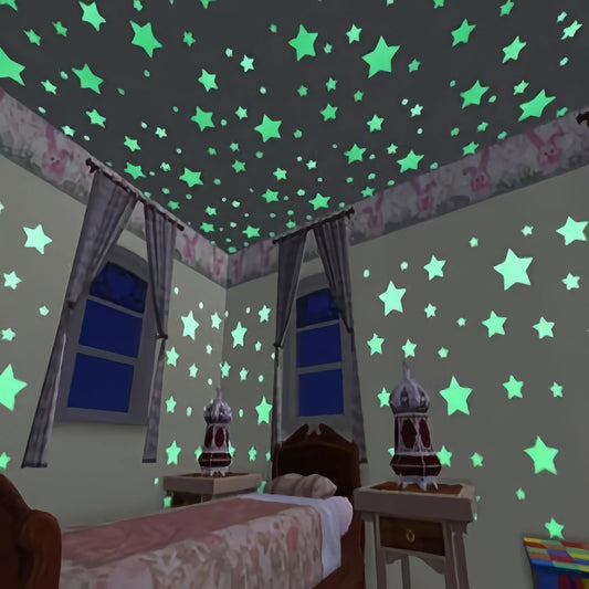 100 Green Small Stars, Easy To Peel and Paste, Suitable for Meteor Room Decoration, Bedroom Decoration, Luminous Decoration