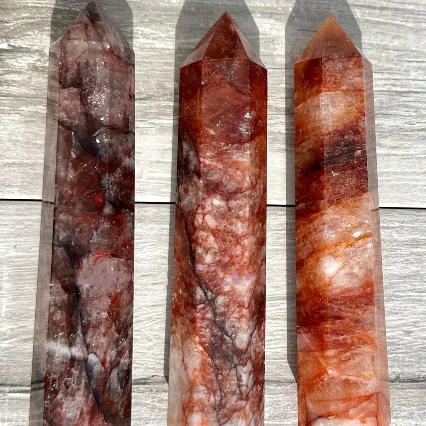 1PC Natural Large Fire Quartz Obelisk Crystal Tower, Perfect Gift, Magic Point Healing Stone Obelisk Wand Stone Home Decor