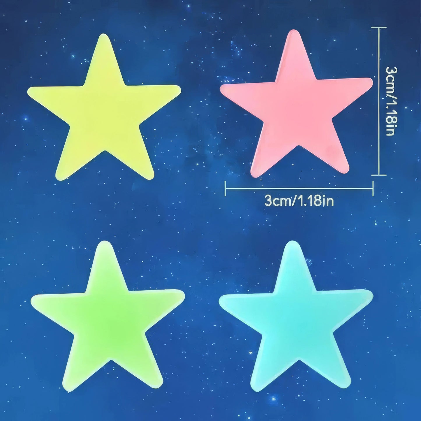 100 Green Small Stars, Easy To Peel and Paste, Suitable for Meteor Room Decoration, Bedroom Decoration, Luminous Decoration