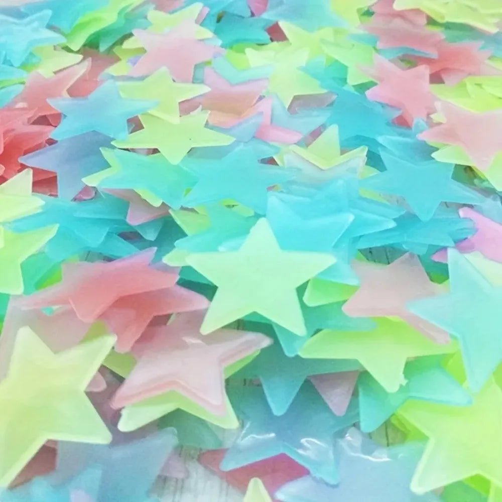100 Piece Luminous Star Wall Sticker, Suitable for Bedroom, Ceiling, and Wall Decoration, Creating An Exclusive Starry Sky Wall