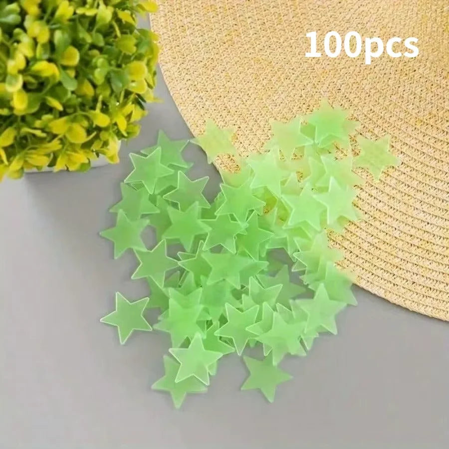 100 Piece Luminous Star Wall Sticker, Suitable for Bedroom, Ceiling, and Wall Decoration, Creating An Exclusive Starry Sky Wall