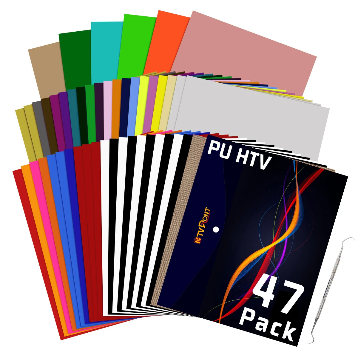 HTVRONT 47pcs 30cm*25cm PU Heat Transfer Vinyl Sheets Multi-color Iron on HTV Vinyl Films for Cricut Heat Press Cloth Textiles