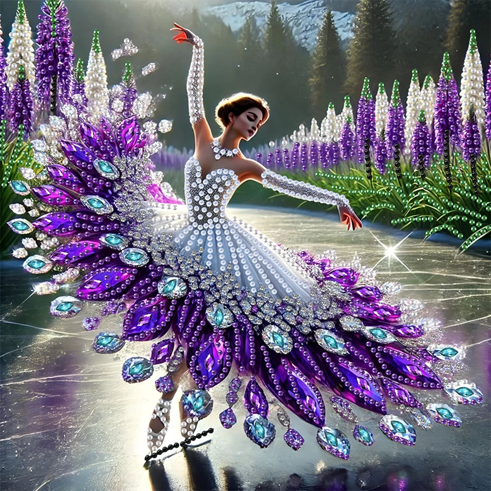 5D DIY Partial Special Shaped Drill Diamond Painting Kit Girl Decoration 30x30cm