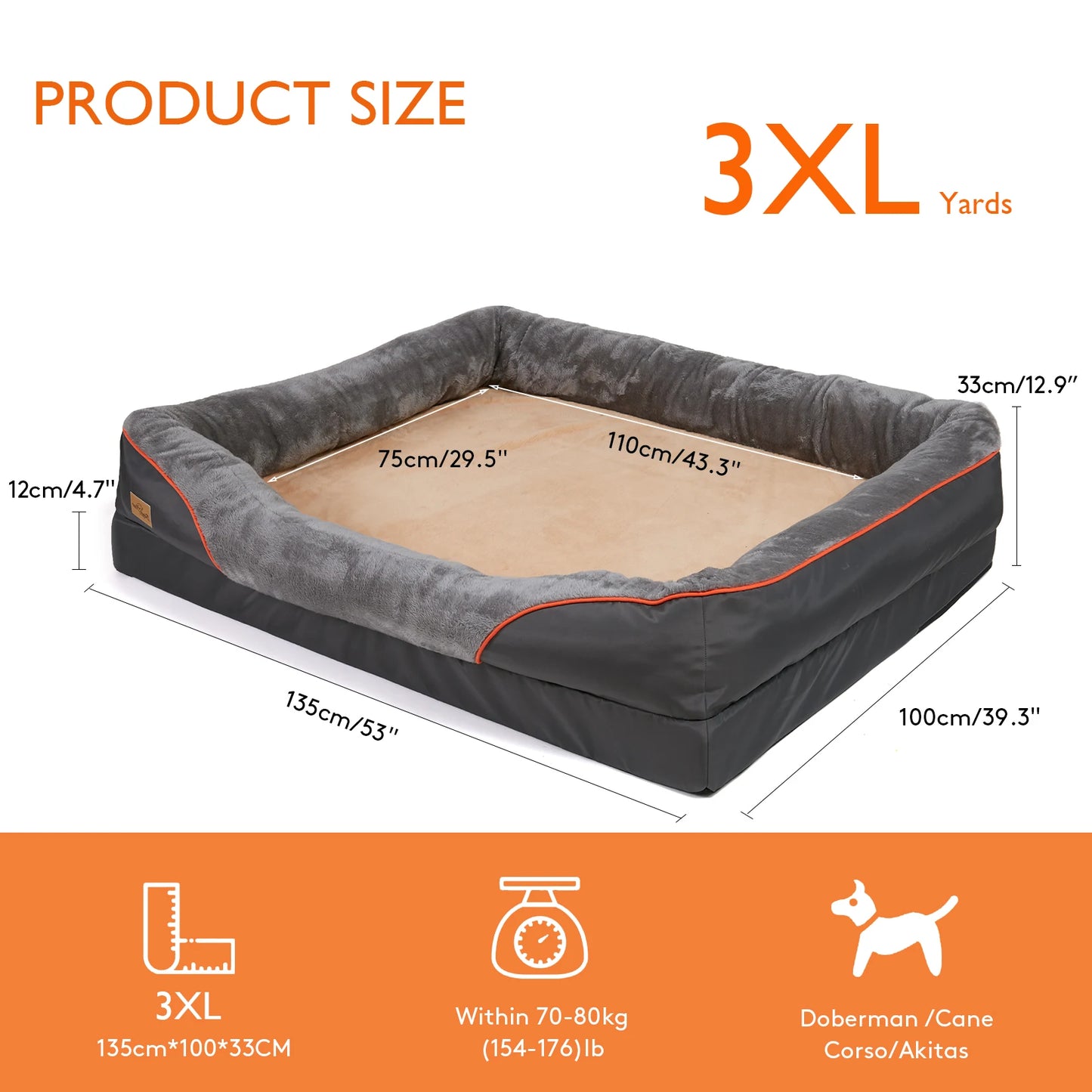 BINGOPAW Dog Bed Anti Allergy Waterproof With Removable Cover