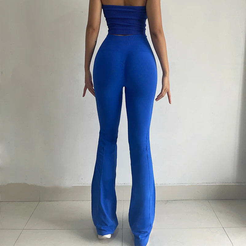 Fast-drying High-waisted Yoga Bell-bottoms Tight-fitting Long-legged Stretch Leggings Hip-lift Running Slimming Athletic Pants