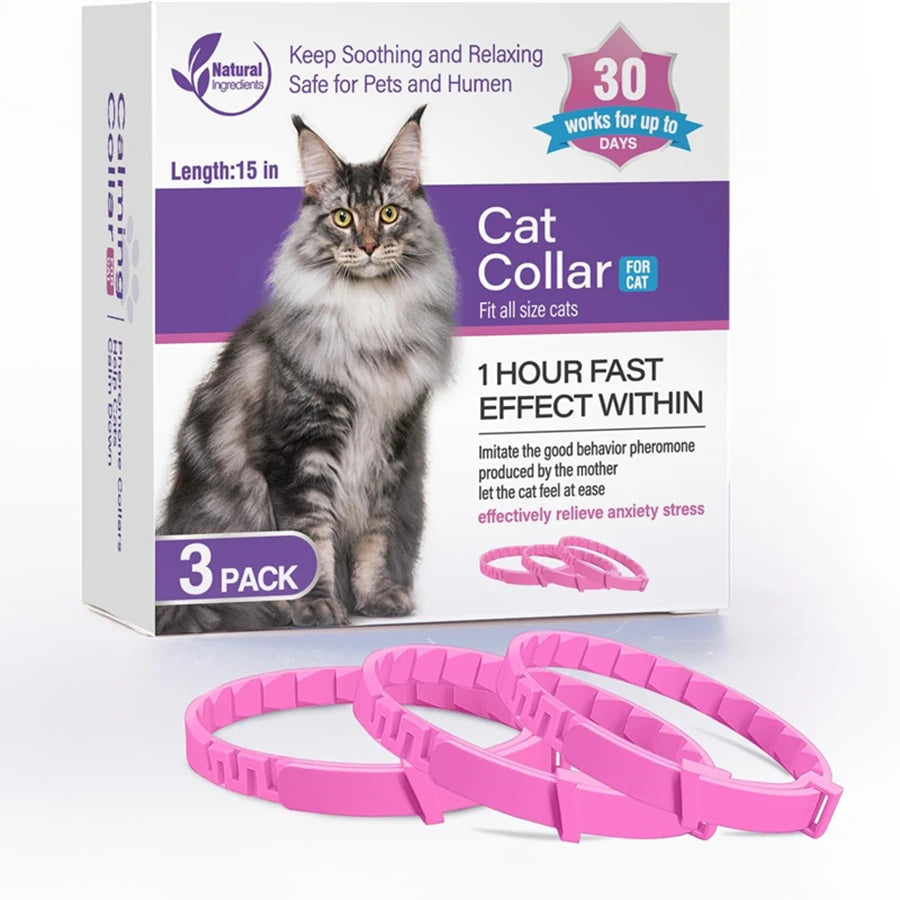 Calming Pheromone Collar Adjustable Anti Anxiety Puppy Kitten Dog Cat Safe Soft Fabric Daily Use