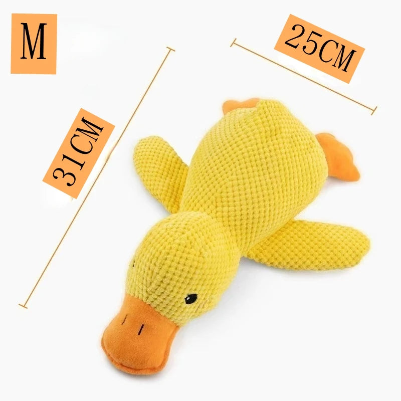 Yellow Duck Dog Plush Toy Squeaky Bite Resistant Pet Companion for Anxiety Relief Sleep Play
