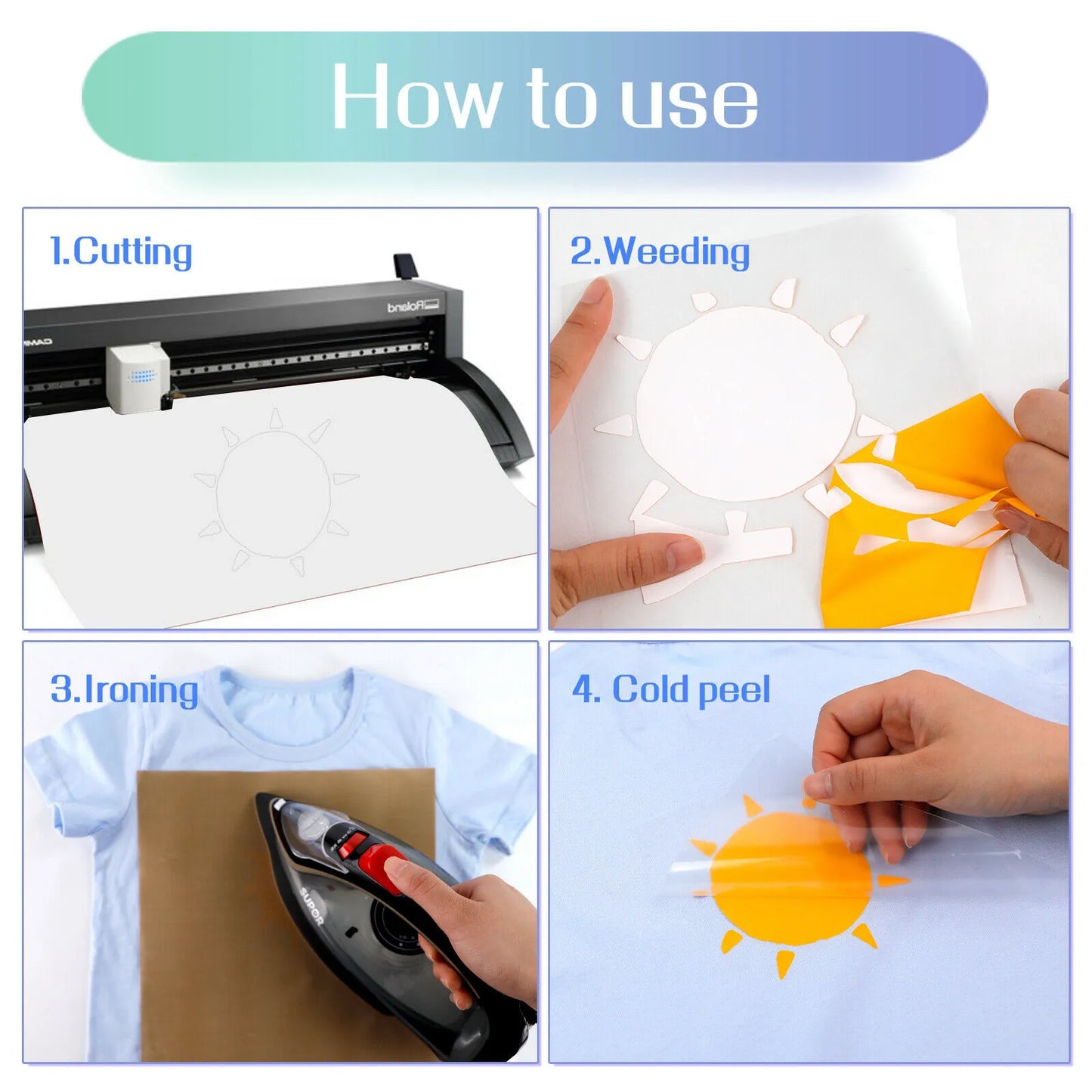 HTVRONT 14pcs 12inX3ft Multi-Color PU Heat Transfer Vinyl Roll for Cricut T-shirt Printing DIY Iron on HTV Film Christmas Gift