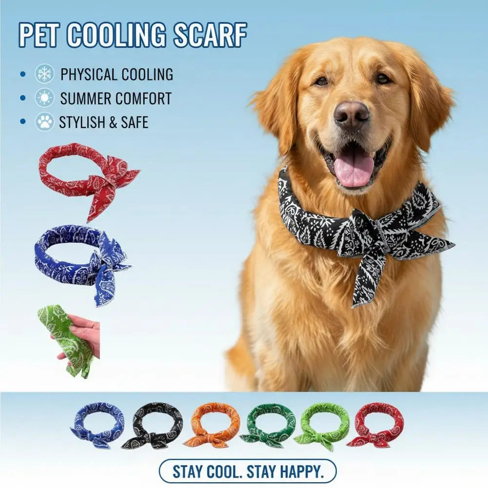 Pet Cooling Ice Scarf Cool Ice Breathable Towel Heatstroke Dogs Cats Ice Collar Cat Adjustable Collar Bib Pet Supplies