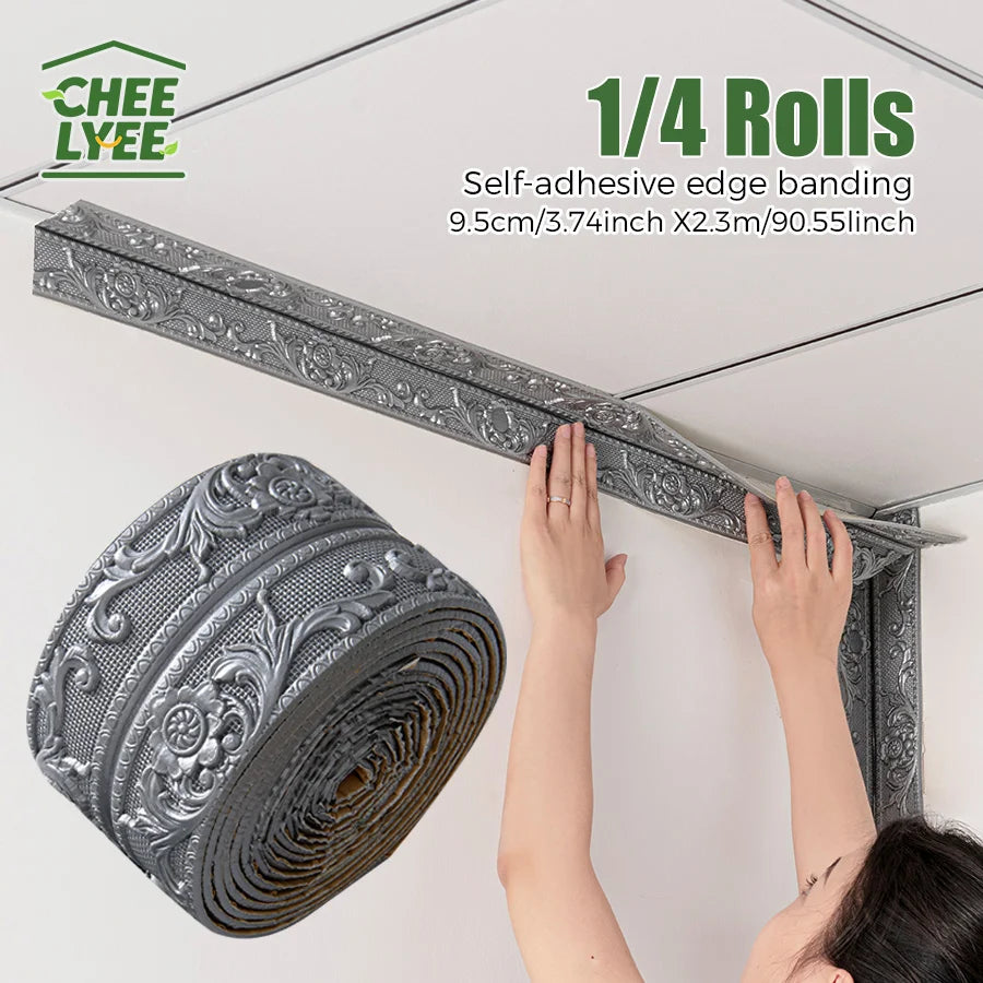 4Rolls Sxp Self-Adhesive Edge Banding Strip Foam Waistline Sticker 8mm Thikness Peel-And-Stick Suitable for all Indoor Areas