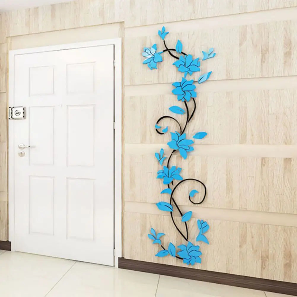 3D Wall Sticker Removable Vase Flower Tree Decal Bedroom Decor