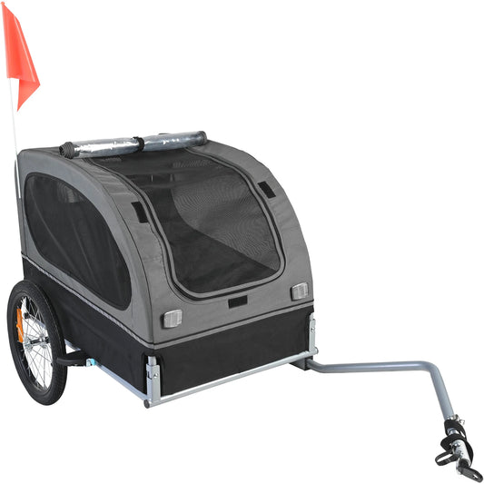 SucceBuy 88lbs Dog Bike Trailer Pet Cart Bicycle Carrier with Wheels Coupler Reflectors Flag Collapsible to Store for Dogs
