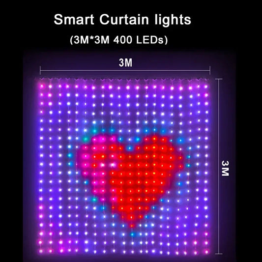 400 LED Smart Curtain Lights String Lights with App Remote Control Music Sync Christmas Curtain String Outdoor Fairy Lights