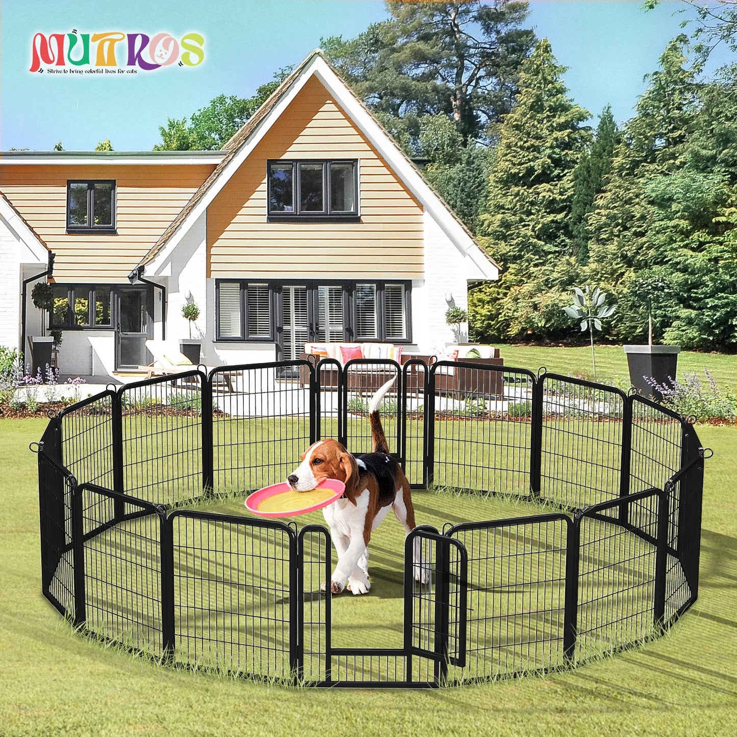 Dog Playpen Door Foldable Metal Fence For Outdoor Use
