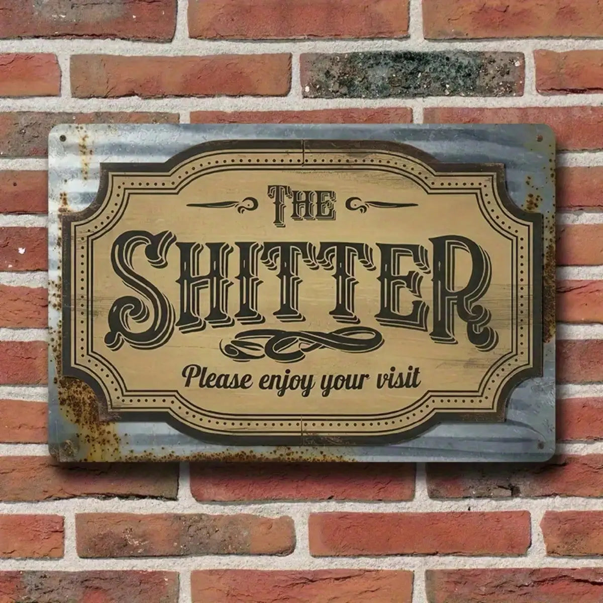 1PC Tin Sign The Shitter - Funny Bathroom/Man Cave Wall Decor, Humorous Toilet Art, 8x12 Inches / 20x30 Cm