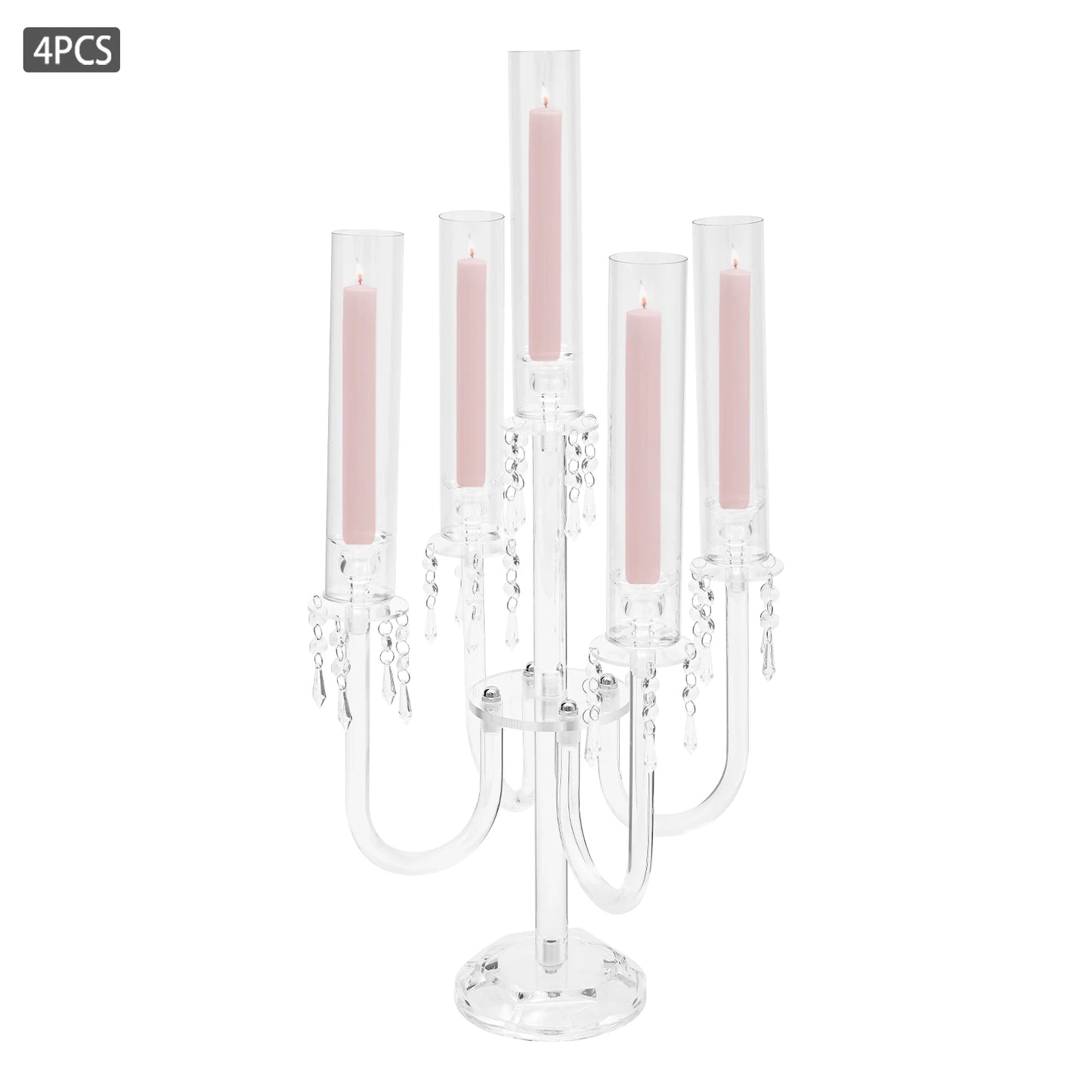 Acrylic Candle Holders 4+1 Arms Candelabra For Wedding Table Centerpieces