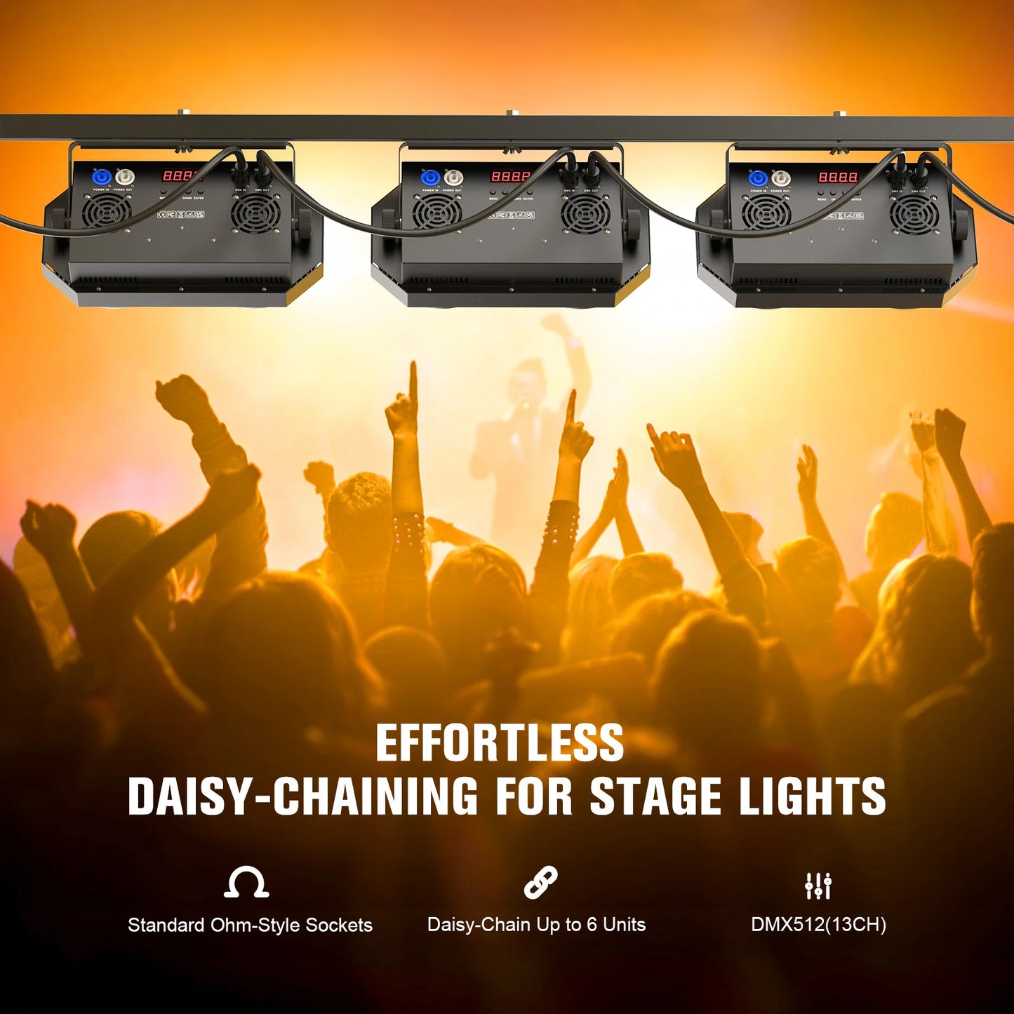 U'King 1/2/4Pcs 260W RGB COB LED Par Lights 2-eyes Fill Light Audience Lights DMX Strobe Stage Lights For DJ Disco Wedding Party