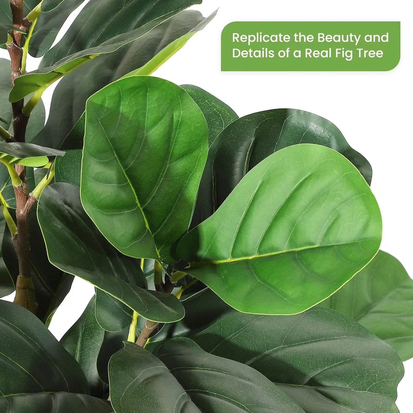 5FT/7FT Artificial Fiddle Leaf Fig Tree With White Planter, Tall Fake Floor Plant Large Faux Indoor Tree For Home Office Decor