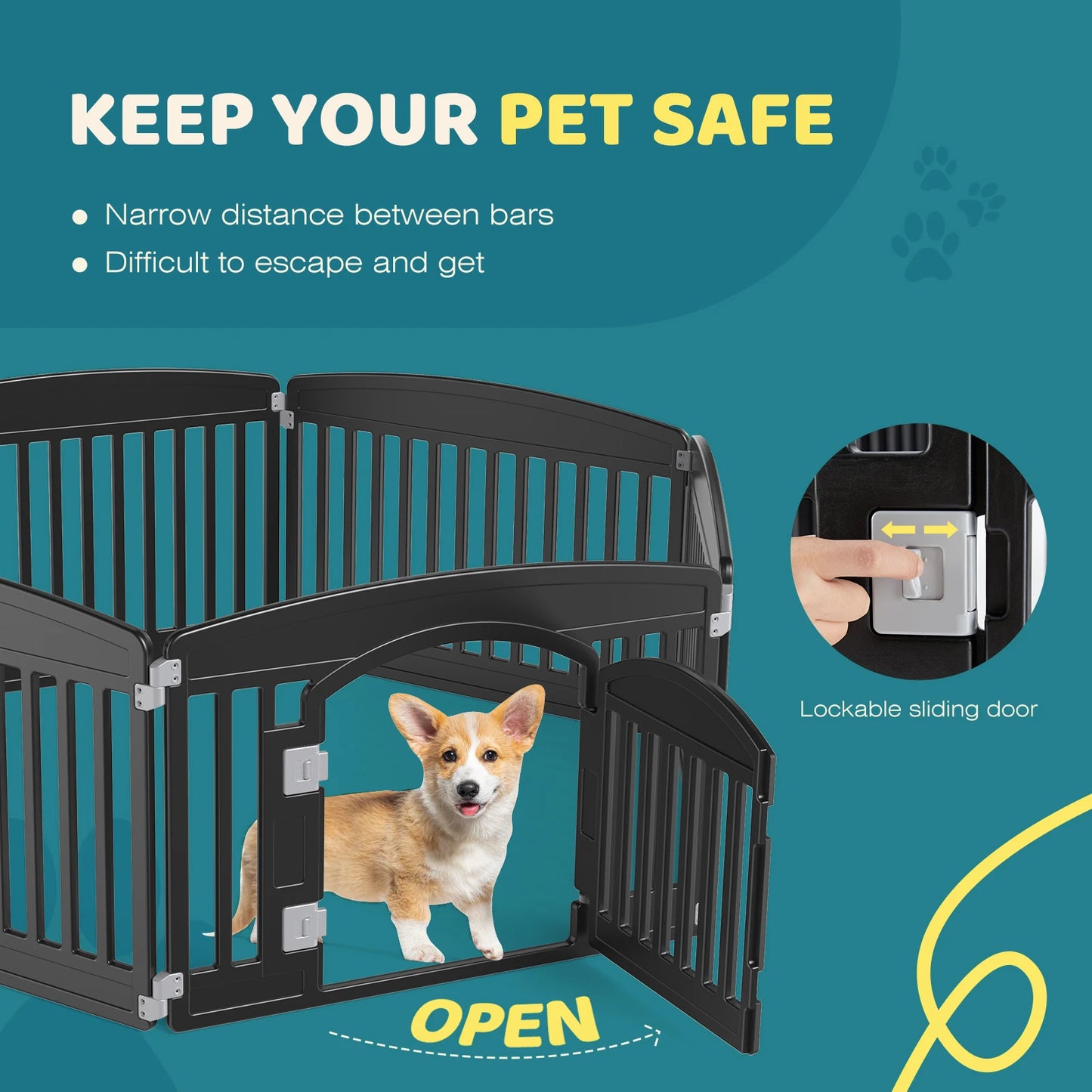 JHK Dog Playpen 6 Panel Portable Indoor Outdoor Pet Fence
