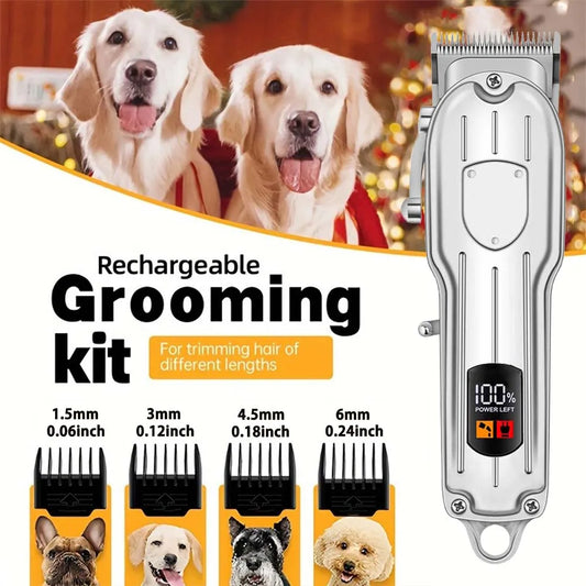 Rechargeable Electric Dog & Cat Hair Clipper with LED Display,Pet Grooming Kit ,Professional Pet Trimmer for Home