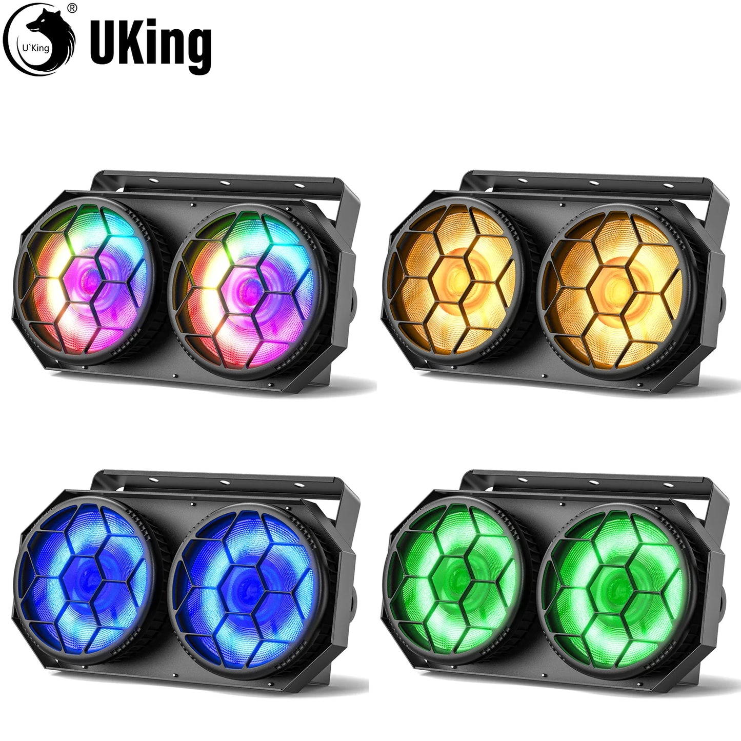 U'King 1/2/4Pcs 260W RGB COB LED Par Lights 2-eyes Fill Light Audience Lights DMX Strobe Stage Lights For DJ Disco Wedding Party
