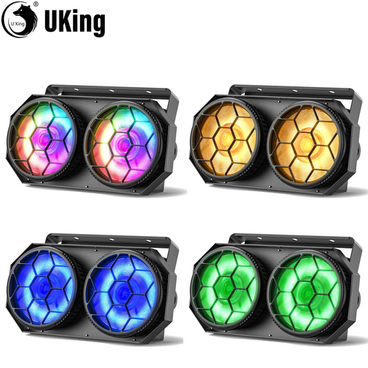 U'King 1/2/4Pcs 260W RGB COB LED Par Lights 2-eyes Fill Light Audience Lights DMX Strobe Stage Lights For DJ Disco Wedding Party