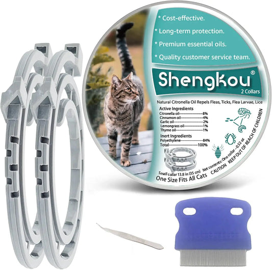 Flea and Tick Collar for Cats - Offers 12-Month Protection, Crafted with Premium Plant Oils, Waterproof, Natural, Safe for Kitte