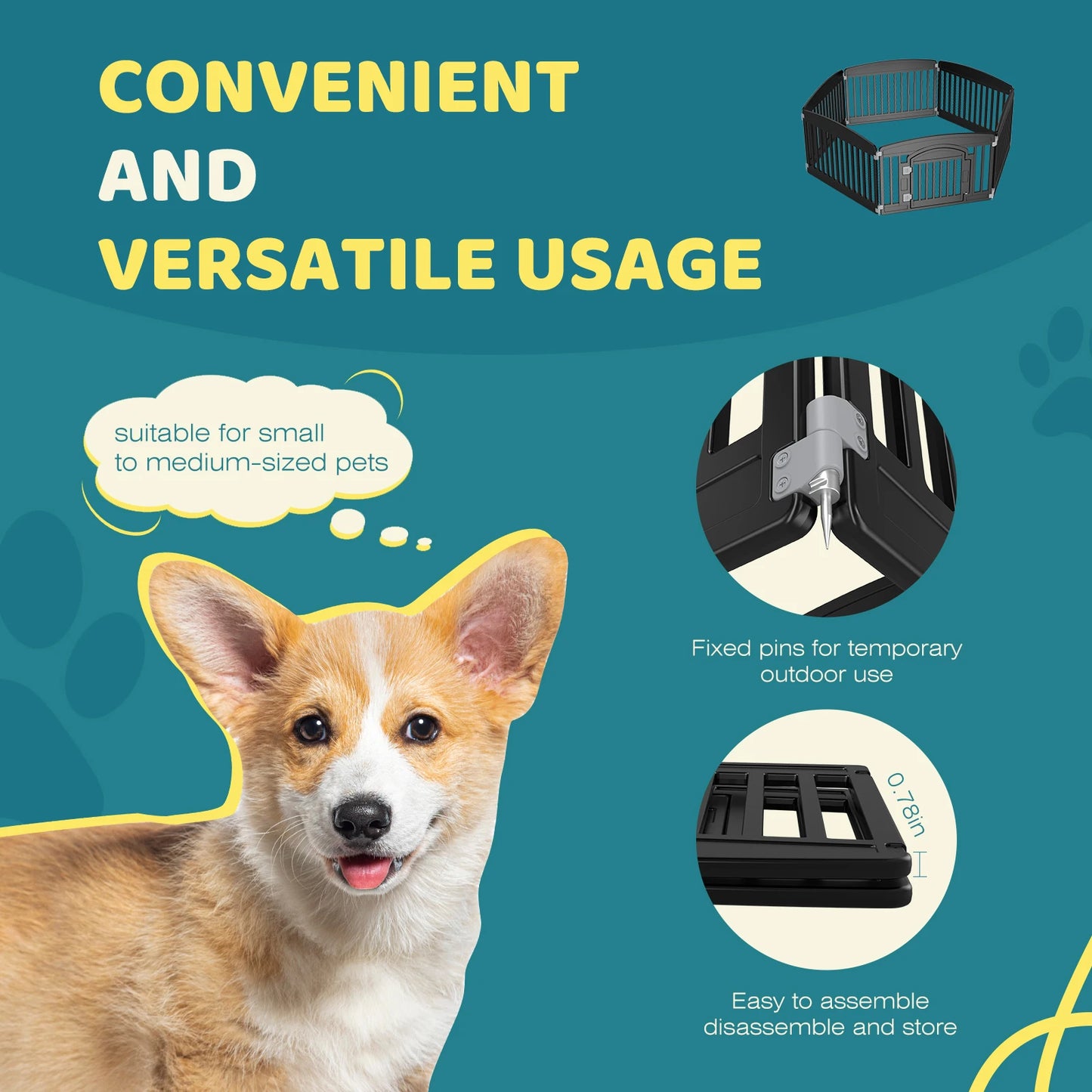 JHK Dog Playpen 6 Panel Portable Indoor Outdoor Pet Fence