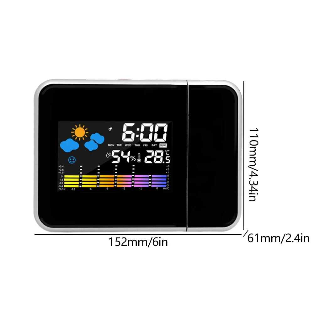Smart Alarm Clock with Night Backlight Desk Table Thermometer Hygrometer Projection Clock for Home Living Room Bedroom