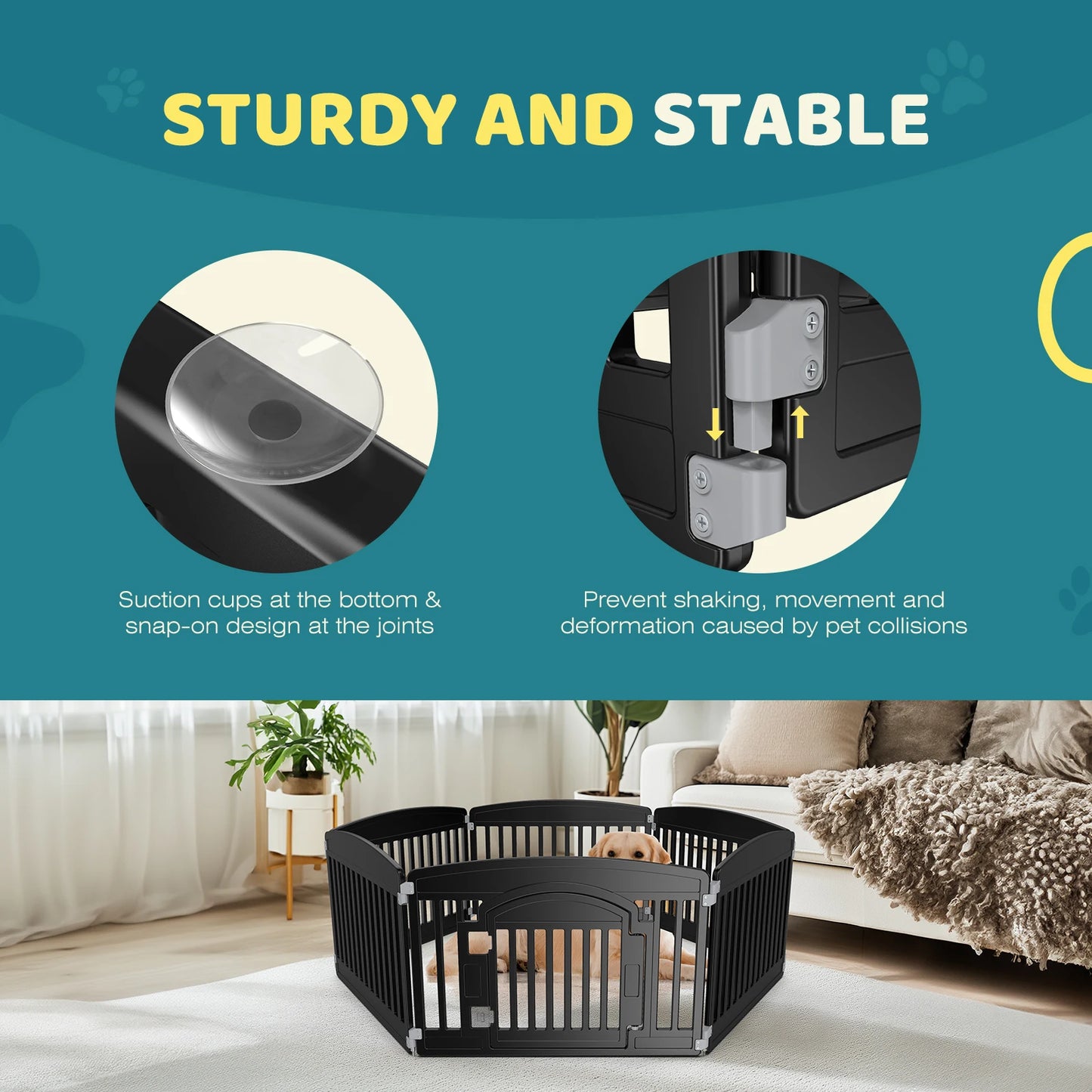 JHK Dog Playpen 6 Panel Portable Indoor Outdoor Pet Fence