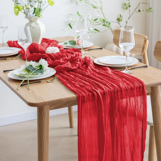 1/2/4/6Pack CheeseCloth Table Runner,40x270cm Boho Gauze Fabric Rustic Sheer TableRunner for Wedding Bridal Shower Party Banquet