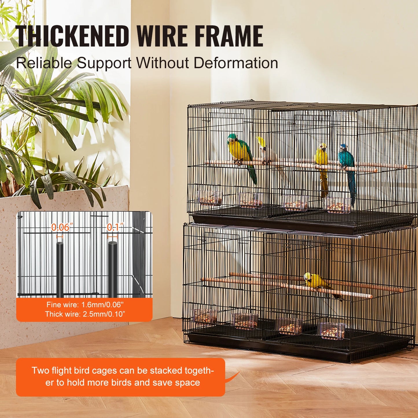 SucceBuy Flight Bird Cage With Divider Stackable Travel Cage