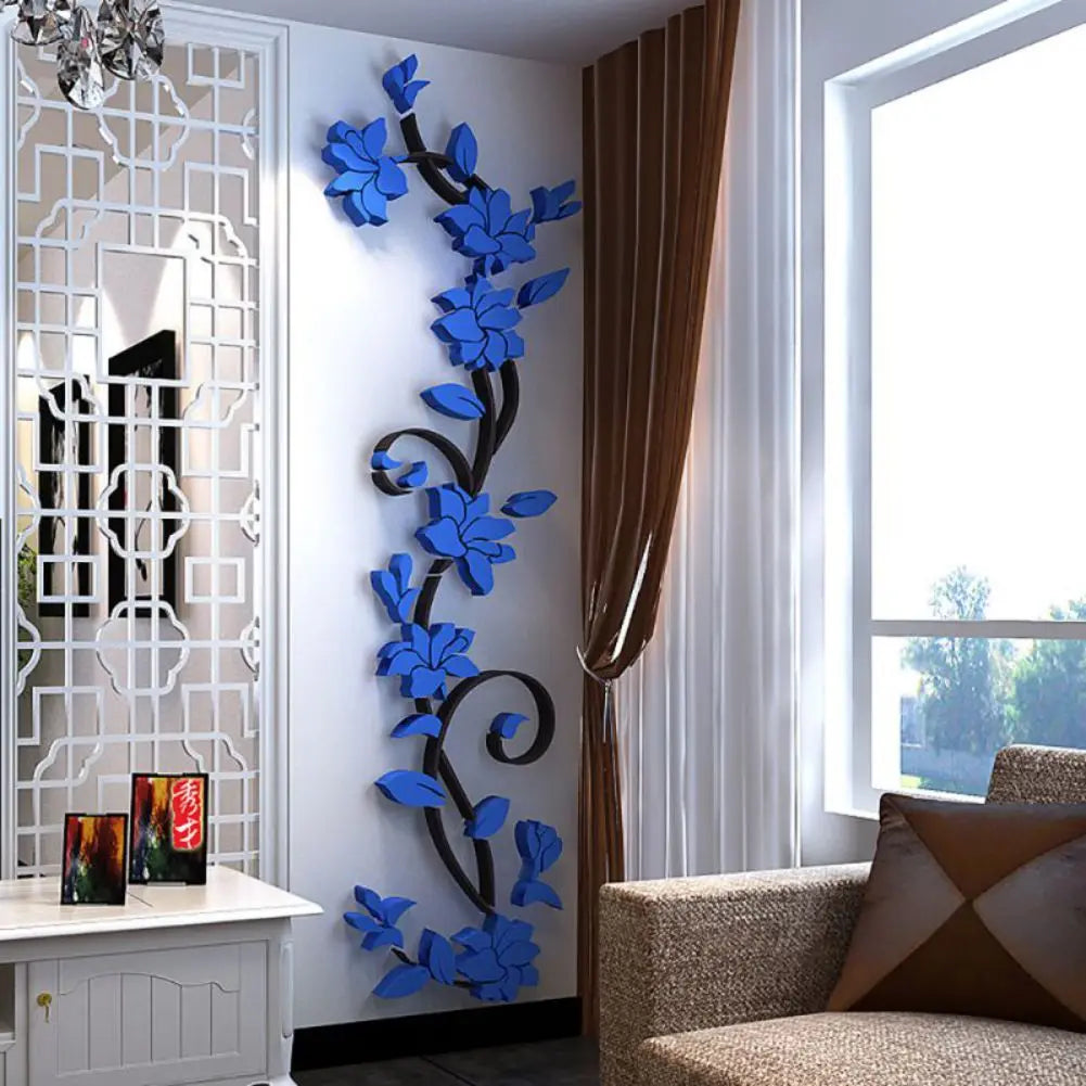 3D Wall Sticker Removable Vase Flower Tree Decal Bedroom Decor