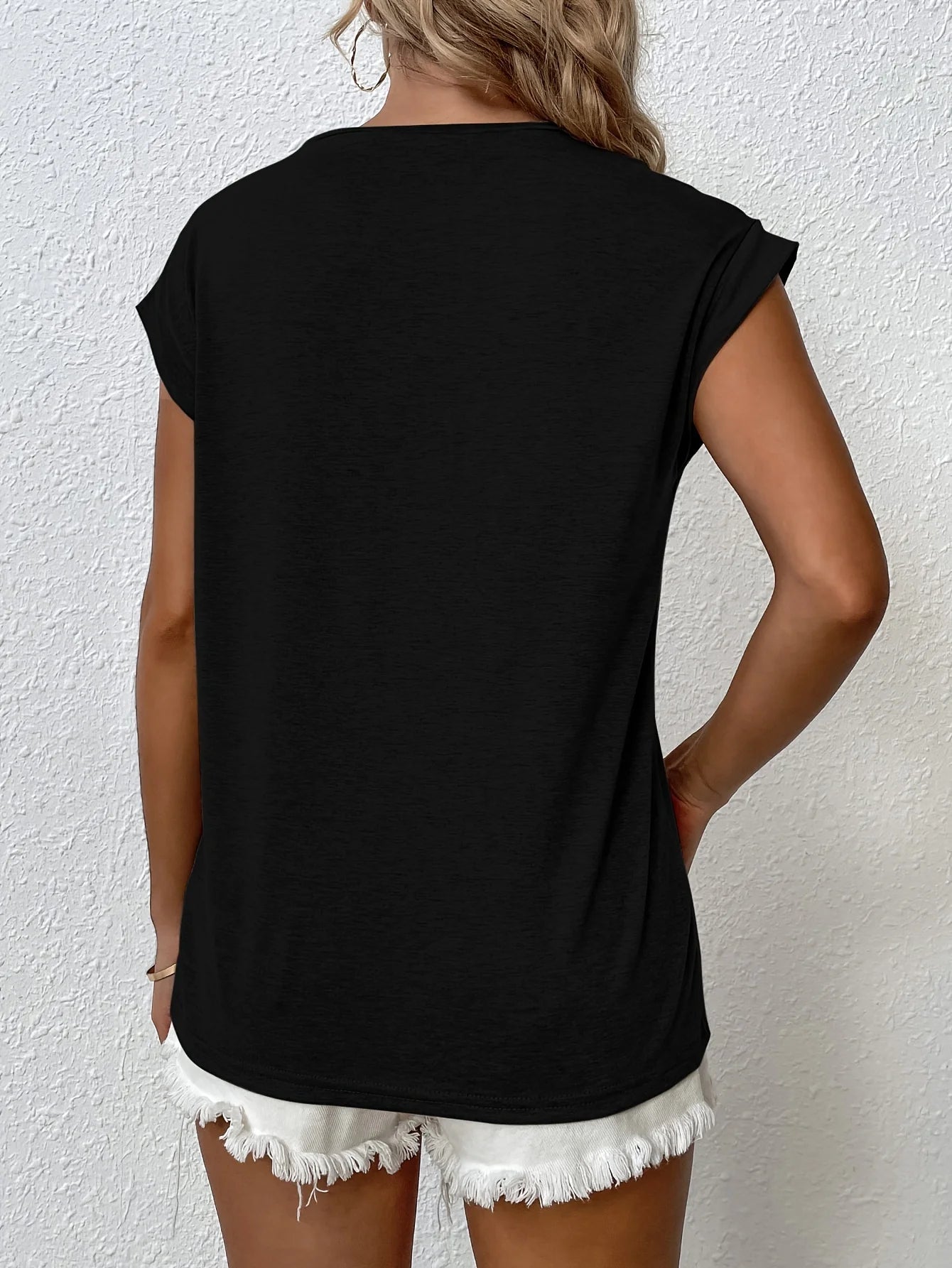 Spring Summer Regular Size Women Basic Casual Solid Crew Neck Cap Short Sleeve T-shirt Soft All-match Daily Outfit