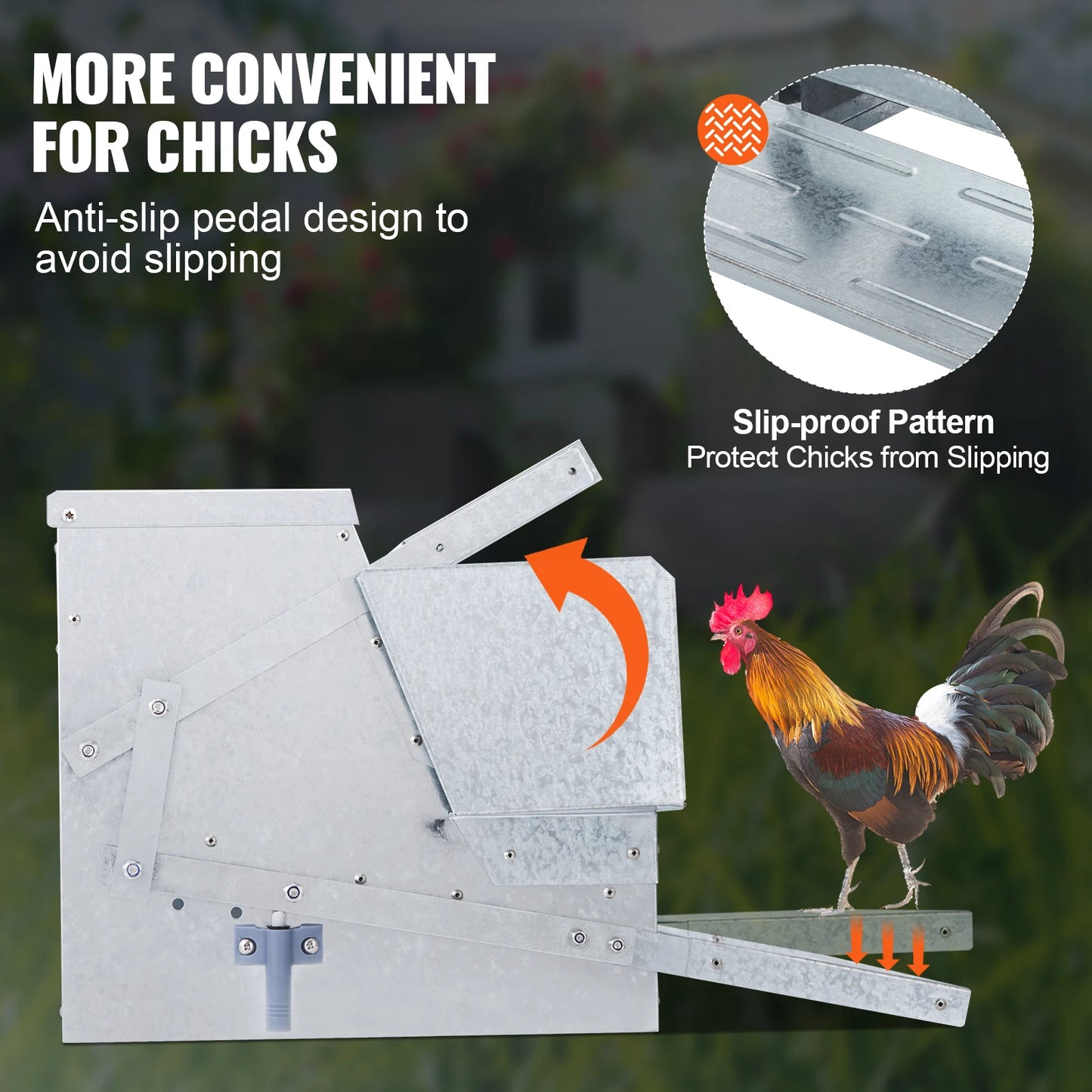SucceBuy Automatic Chicken Feeder 25 lbs Capacity Feeds 10 Chickens up to 11 Days Galvanized Steel Poultry Feeder