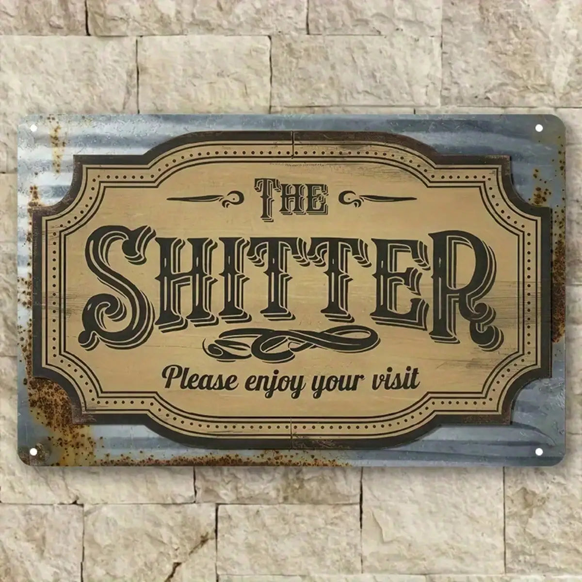 1PC Tin Sign The Shitter - Funny Bathroom/Man Cave Wall Decor, Humorous Toilet Art, 8x12 Inches / 20x30 Cm