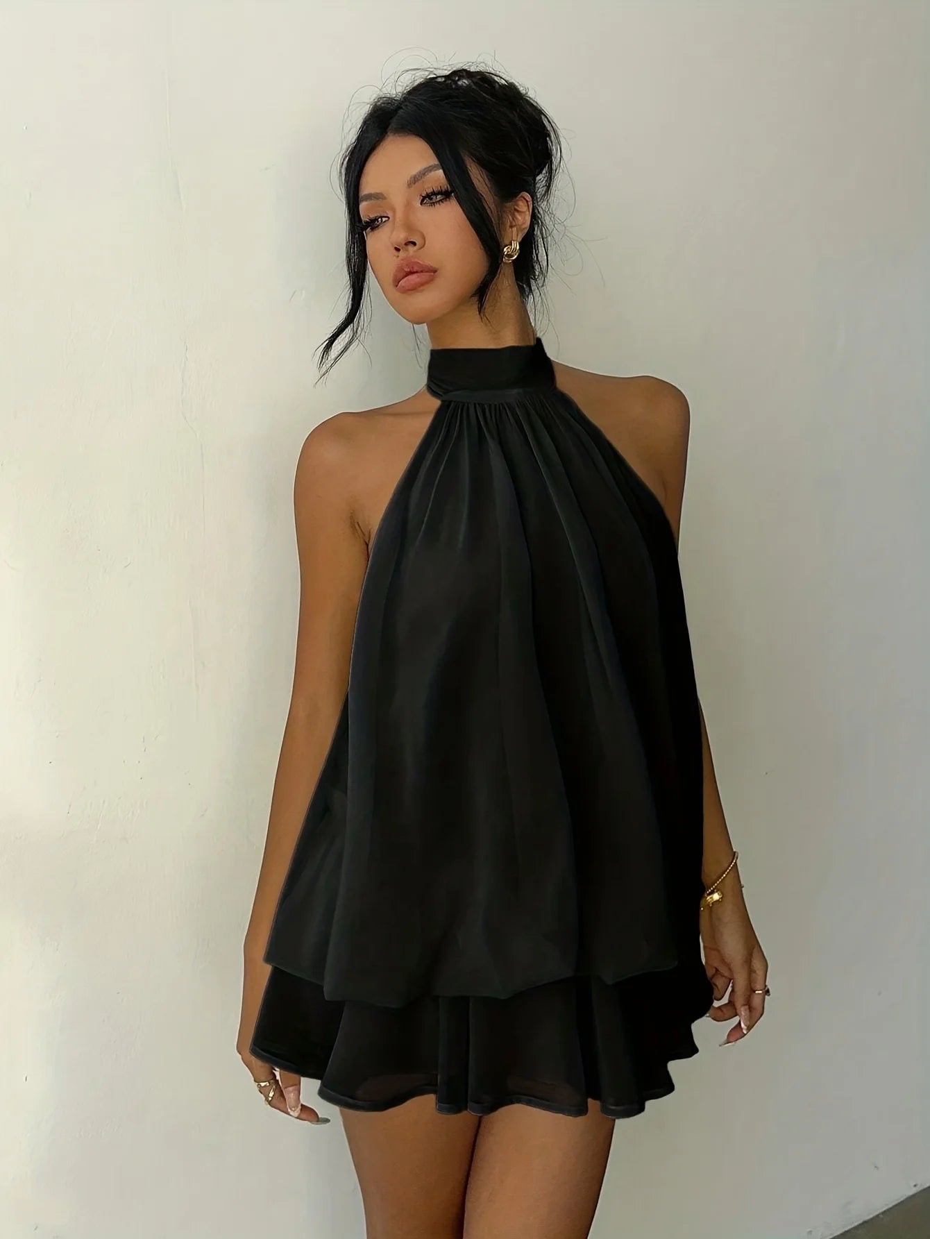 Women's Elegant Off-Shoulder Tie-Up Mini Dress, Backless Party Vacation Dress