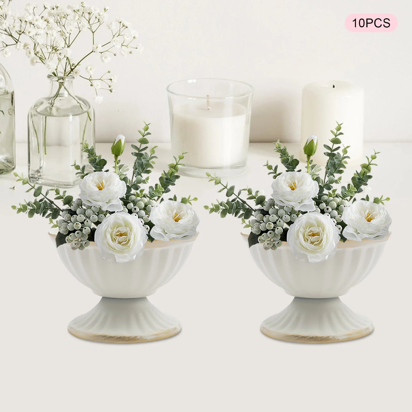 Bymaocar 10 Piece Mini Iron Vase Set For Floral Arrangements