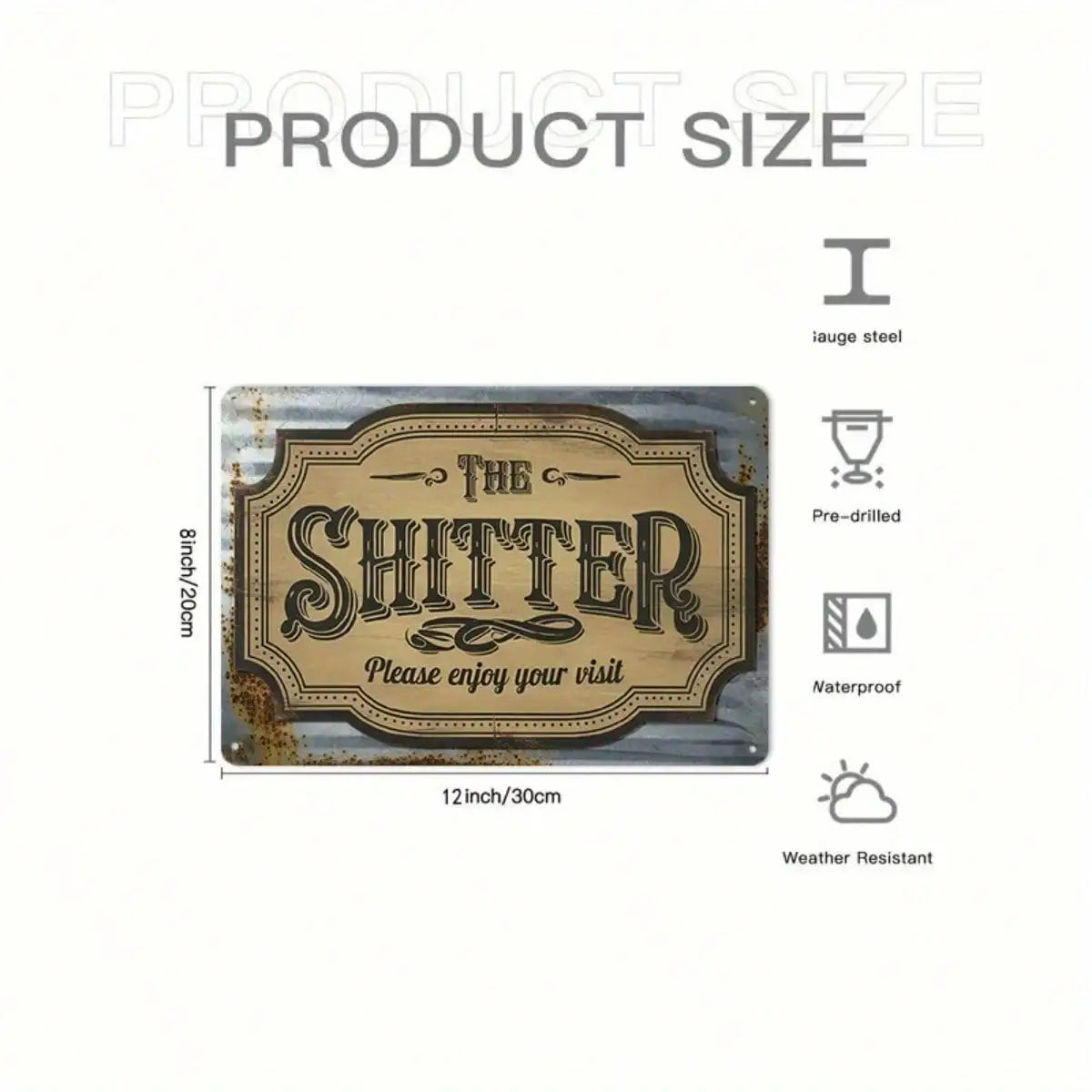 1PC Tin Sign The Shitter - Funny Bathroom/Man Cave Wall Decor, Humorous Toilet Art, 8x12 Inches / 20x30 Cm