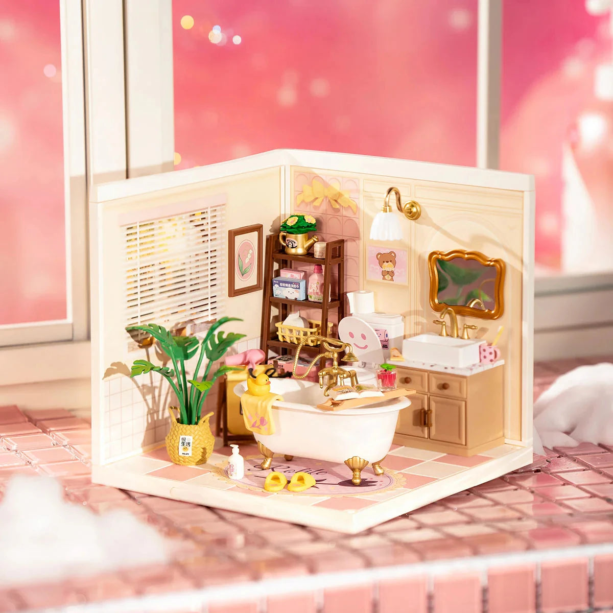 ROBOTIME Rolife Super Creator Model Pop Bubble Bathroom Dollhouse Building Kit Birthday Creative Home Decor Gift for Girls Women