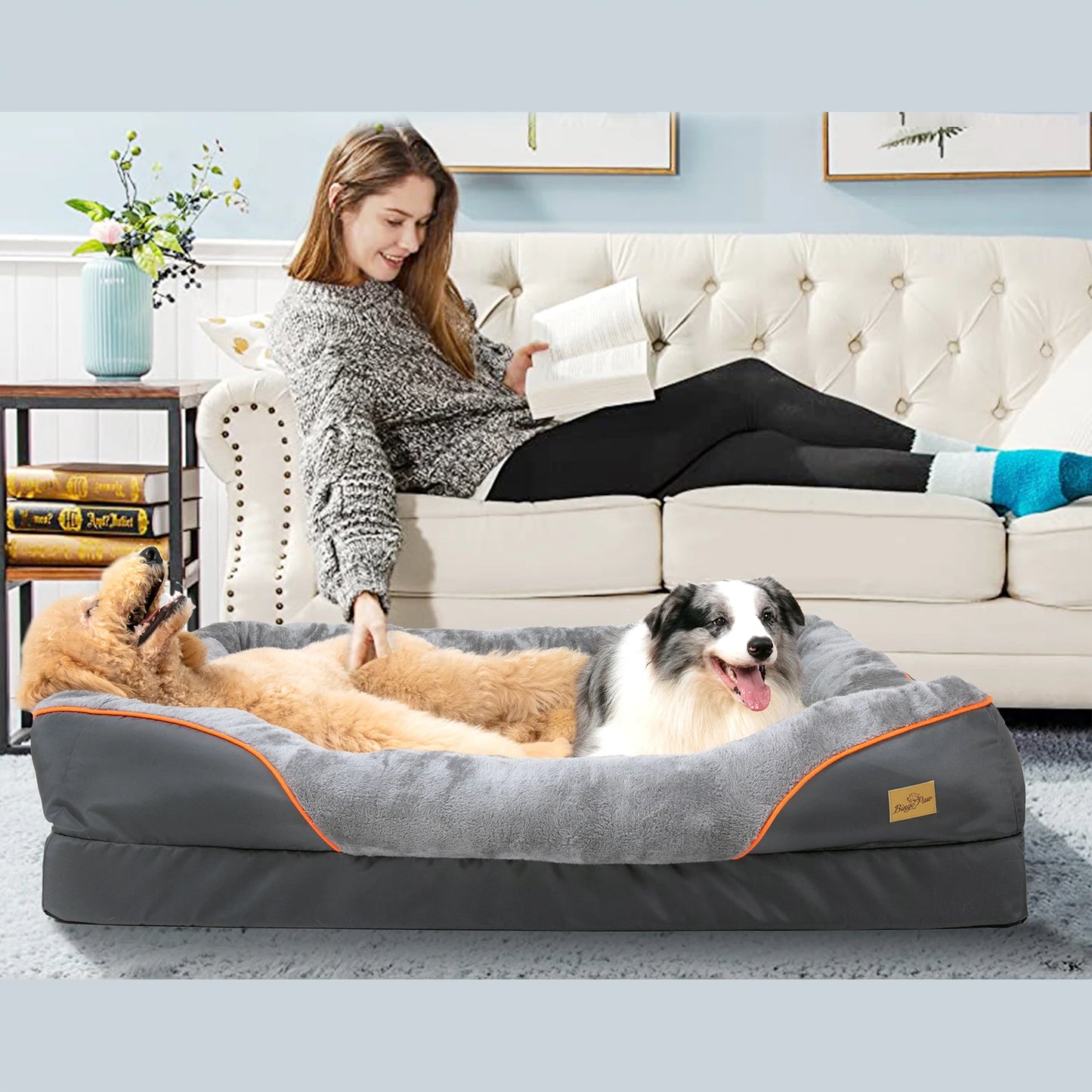 BINGOPAWCN Anti Allergy Warm Fleece Dog Bed With Removable Washable Cover