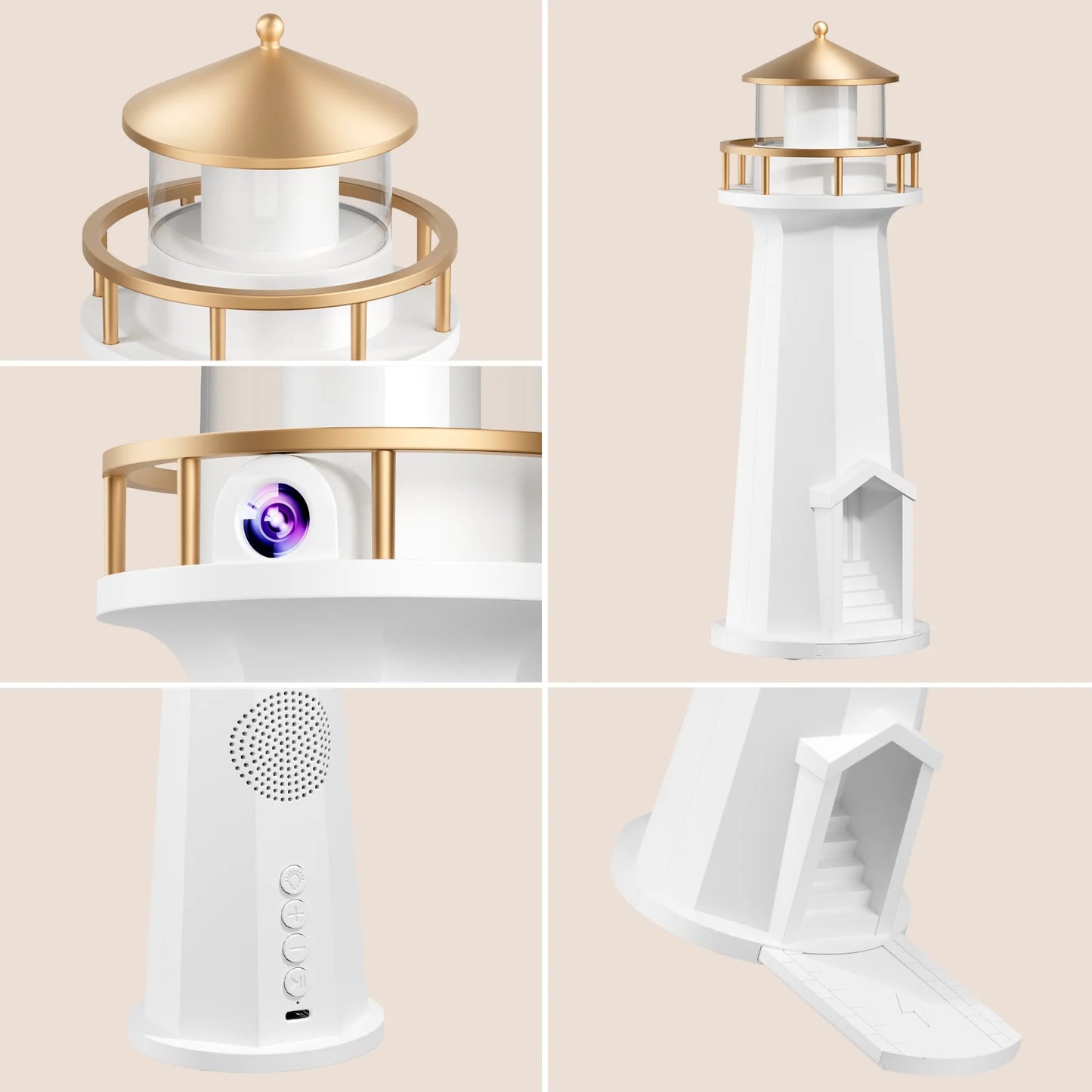 Moon Lighthouse Night Light Bluetooth Speaker Wireless Charger Bedroom Atmosphere Lamp Home Decor Moon Projector Lamp Gift